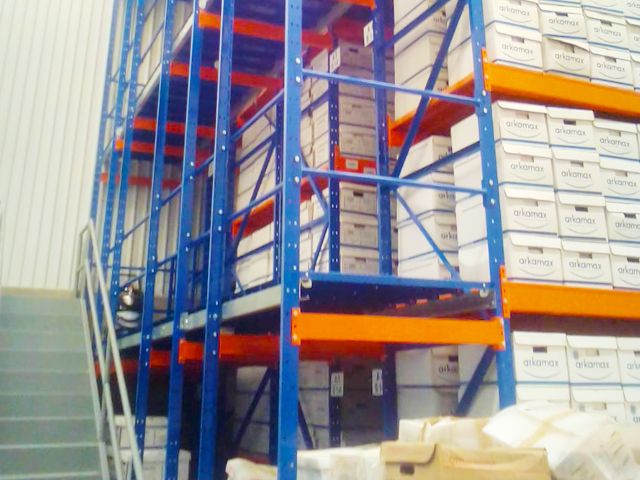 Sistema de racks con pasarelas elevadas para picking manual en multinivel